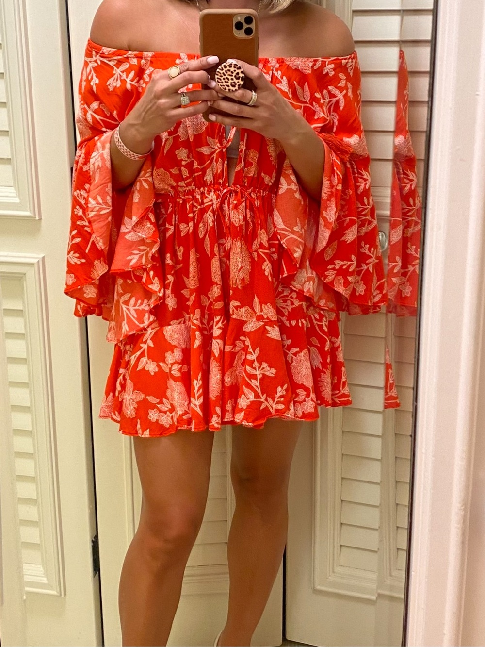 Hello Molly Red Floral Tie-Front Blouse